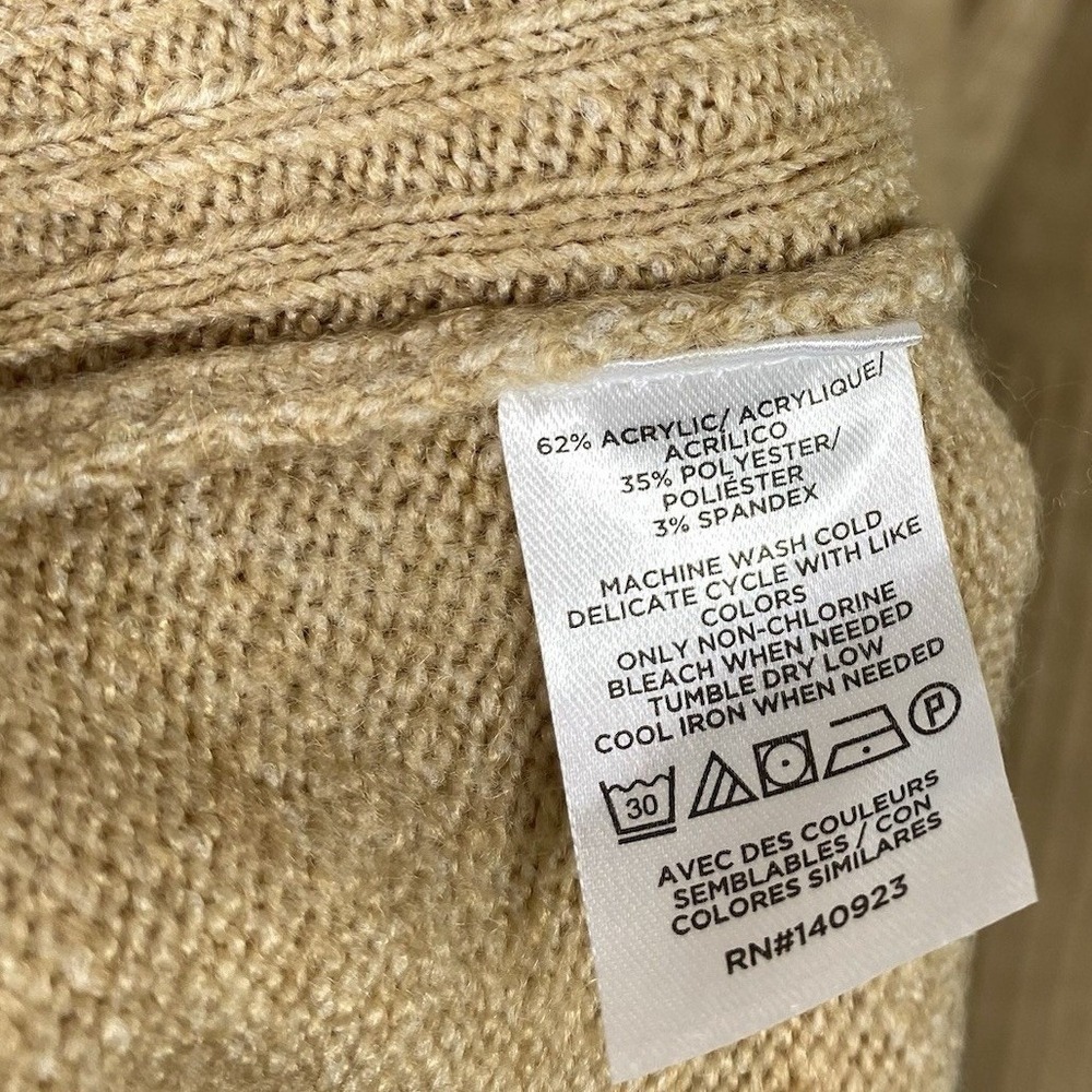 NWT Loft Sweater Womens Medium Cowl Turtleneck Ribbed Top Long Sleeve Preppy Tan - Picture 5 of 5